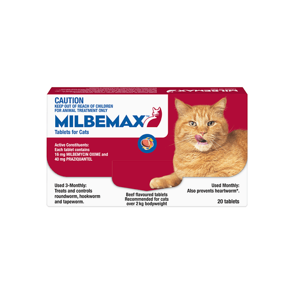Milbemax Cat Wormer - Regular cats (2-8kg) - per tablet