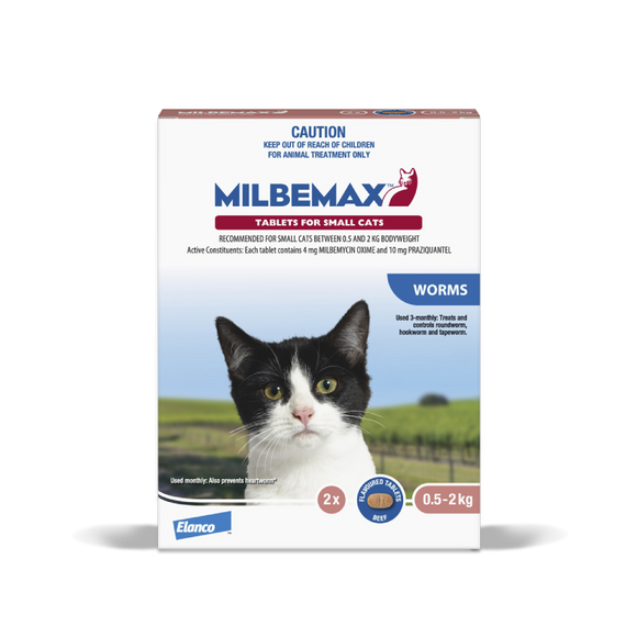 Milbemax Cat Wormer - Small cats (<2kg) - per tablet