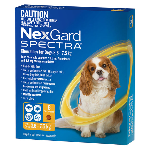 NexGard SPECTRA 3.6kg – 7.5kg Dog 6 Pack